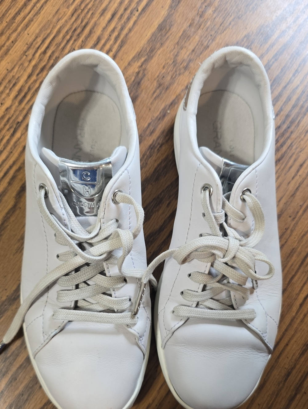 Cole Haan GrandPro White Leather Low-Top Sneakers with Silver Accent - Women
